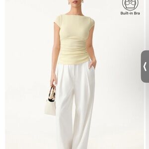 OGL Cream Top with White Pants Set